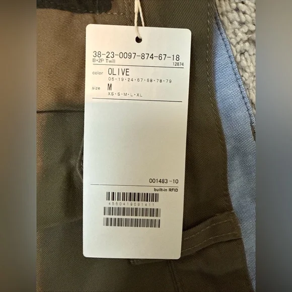 Beams Plus Pleated Chino Trousers, Cotton, Olive Green Size Medium NWT